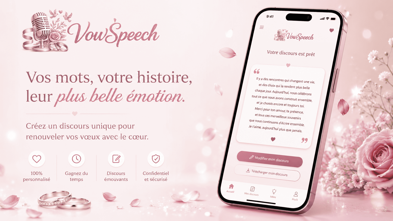 VowSpeech prépare un discours de renouvellement de vœux personnalisé